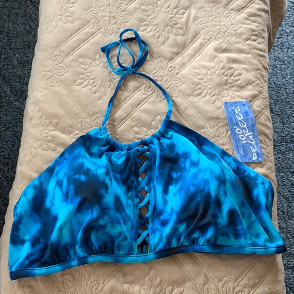 Plus size blue tie dye swim suit from 100 degrees